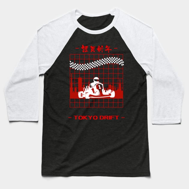 Tokyo Drift Karting Design Baseball T-Shirt by JDJ Designs